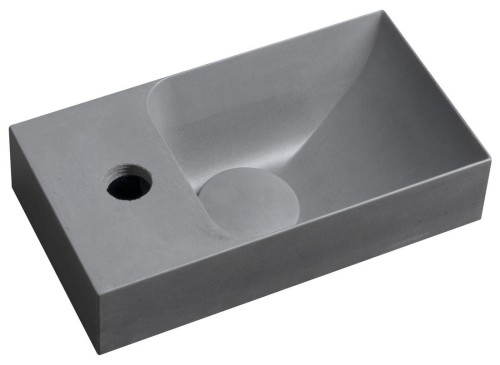 PICCOLINO umywalka betonowa, 30,8x17cm, bateria z lewej strony, szara