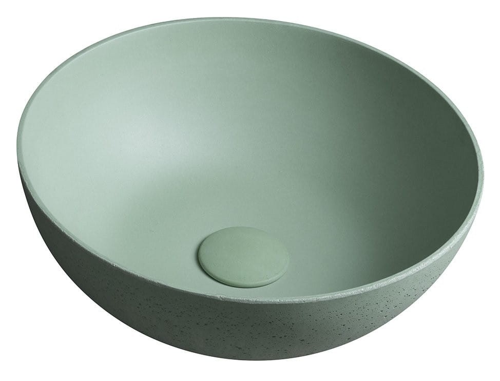 FORMIGO umywalka betonowa nablatowa, średnia 39cm, zielony