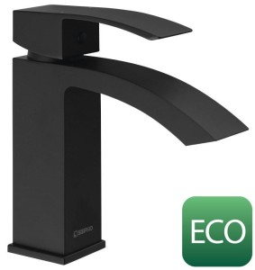 GINKO 35 bateria umywalkowa bez odpływu, ECO głowica, czarny mat