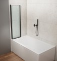WILA parawan wannowy 900x1400 mm, składany, czarny, szkło czyste