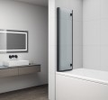 ROTA BLACK parawan wannowy składany 1200mm, szkło czyste