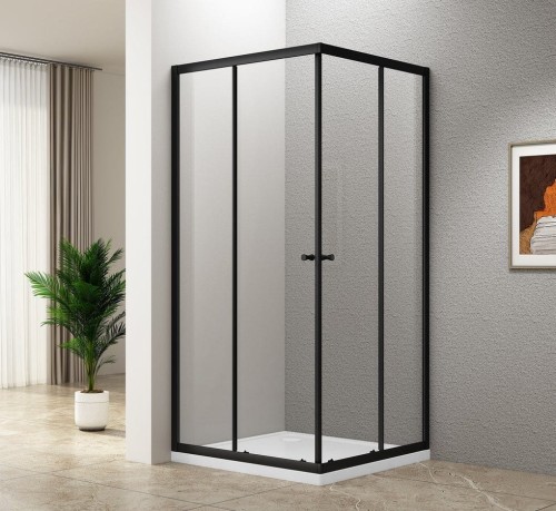 AGGA BLACK kabina prysznicowa narożna 900x900mm, szkło czyste
