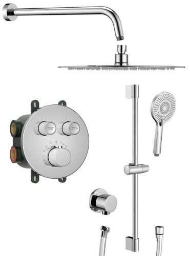 SMART SELECT zestaw prysznicowy podtynkowy z baterią termostatyczną, 2 wyjścia, przesuwny uchwyt prysznicowy, chrom