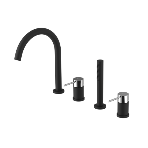 ULTRAMIX 4-otworowa bateria wannowa na brzeg wanny, czarny mat/chrom
