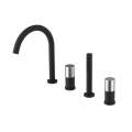 ULTRATAP 4-otworowa bateria wannowa na brzeg wanny, czarny mat/chrom