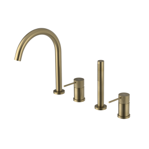 ULTRASAN čtyřprvková baterie na okraj vany, zlato mat 4-otworowa bateria wannowa na brzeg wanny, złoto mat