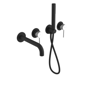 ULTRASAN bateria wannowa podtynkowa, kompletna, 2 wyjścia, czarny mat/chrom