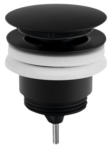 Odpływ umywalkowy 5/4”, Click-Clack, duży korek, 10-45mm, czarny mat