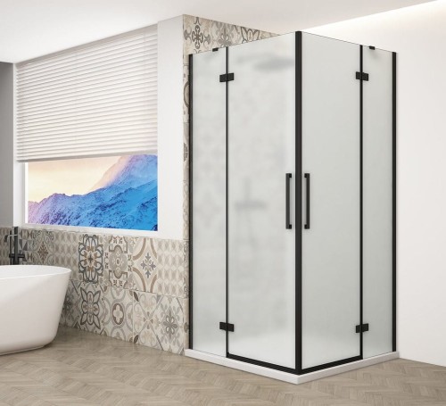 TRINITY BLACK kabina prysznicowa 1200x1100mm, wejście z rogu, szkło matowe