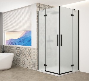 TRINITY BLACK kabina prysznicowa 1100x800mm, wejście z rogu, szkło matowe