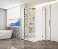TRINITY GOLD MATT kabina prysznicowa 900x800mm, wejście z rogu, szkło czyste