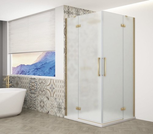 TRINITY GOLD MATT kabina prysznicowa 900x800mm, wejście z rogu, szkło matowe