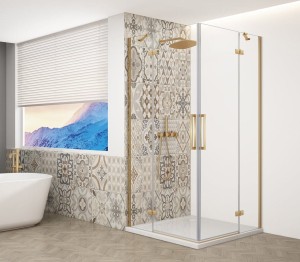 TRINITY GOLD MATT kabina prysznicowa 1000x900mm, wejście z rogu, szkło czyste
