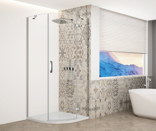 TRINITY CHROME kabina prysznicowa półokrągła 900x900mm, szkło czyste, prawa