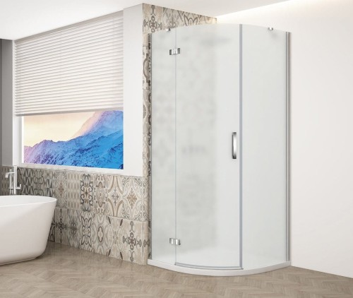 TRINITY CHROME kabina prysznicowa półokrągła 900x900mm, szkło matowe, lewa