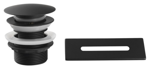 SET maskownica przelewu, odpływ wannowy 6/4", klik-klak, czarny mat