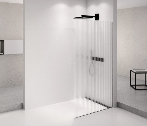 ARCHITEX BLACK MATT walk-in, 862 mm, szkło Flute