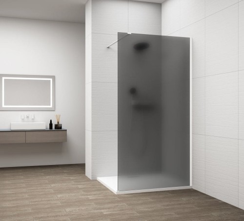 ESCA WHITE MATT jednoczęściowa kabina przysznicowa Walk-In, montaż przy ścianie, szkło mat dymione, 800 mm