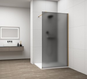 ESCA GOLD MATT jednoczęściowa kabina przysznicowa Walk-In, montaż przy ścianie, szkło mat dymione, 800 mm