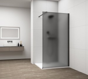 ESCA BLACK MATT jednoczęściowa kabina przysznicowa Walk-In, montaż przy ścianie, szkło mat dymione, 1300 mm