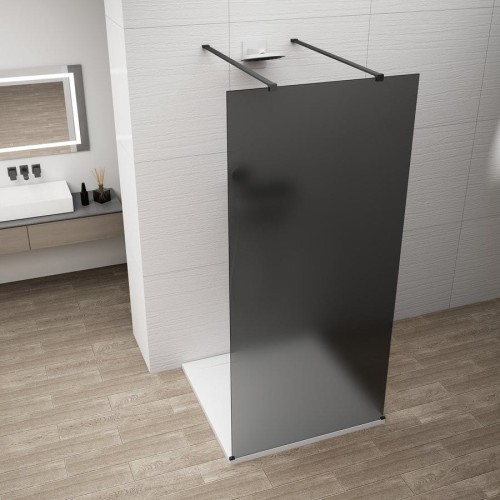 ESCA BLACK MATT jednoczęściowa kabina przysznicowa Walk-In, szklo dymione, 1400 mm