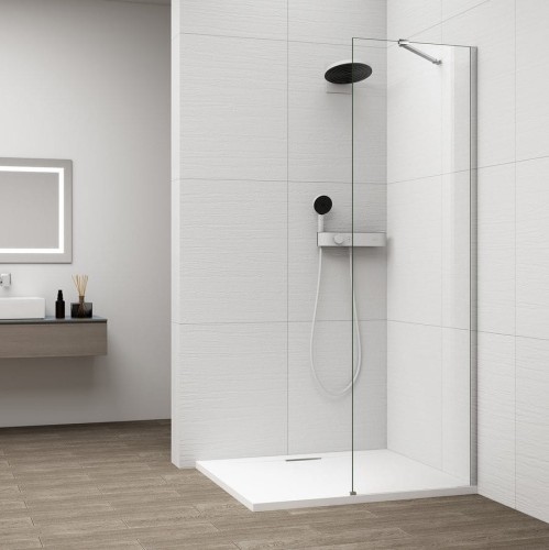 ESCA CHROME jednoczęściowa kabina przysznicowa Walk-In, montaż przy ścianie, szkło czyste, 400 mm