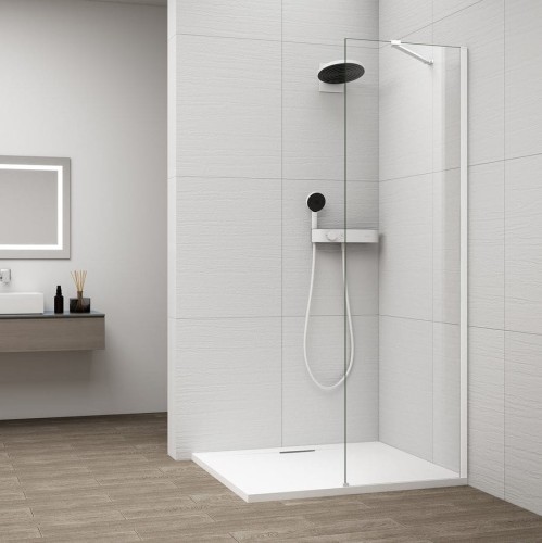 ESCA WHITE MATT jednoczęściowa kabina przysznicowa Walk-In, montaż przy ścianie, szkło czyste, 500 mm
