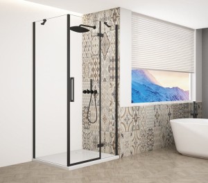 TRINITY BLACK kabina prysznicowa 1100x800mm, szkło czyste, prawe