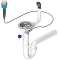 Syfon zlewozmywakowy z przelewem, sterowaniem i kranem, 6/4", z odpływem, DN40