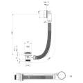 Zestaw odpływowy z korkiem automatycznym, długość 1000mm, korek 72mm, chrom