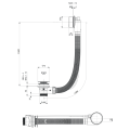 Zestaw odpływowy z korkiem automatycznym, długość 800mm, korek 72mm, chrom