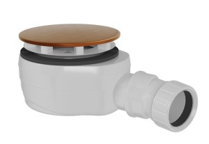 Syfon do brodzików, średnica 90mm, DN40, niski, korek miedź mat