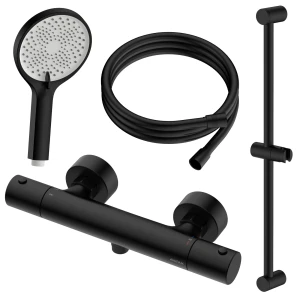 Zestaw prysznicowy natynkowy termostatyczny - ANTH3313T1 czarny mat