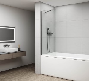 FISA parawan wannowy 700x1500mm, gun metal, szkło czyste