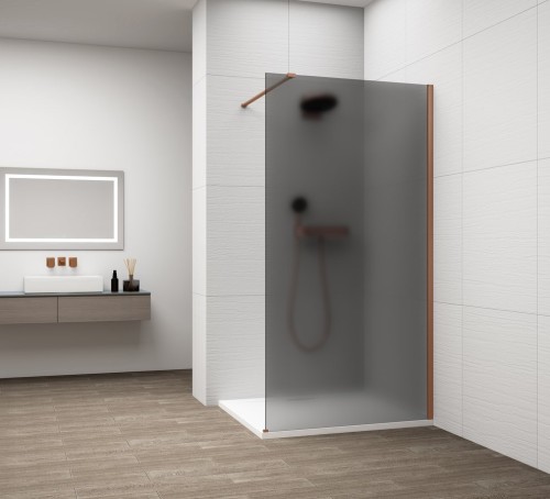 ESCA COPPER MATT jednoczęściowa kabina przysznicowa Walk-In, montaż przy ścianie, szkło mat dymione, 800 mm