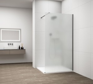 ESCA GUN METAL jednoczęściowa kabina przysznicowa Walk-In, montaż przy ścianie, szkło mleczne, 800 mm