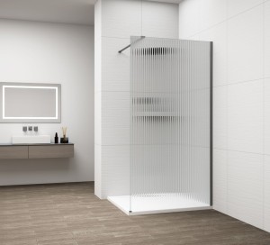 ESCA GUN METAL jednoczęściowa kabina przysznicowa Walk-In, montaż przy ścianie, szkło Flute,1300 mm