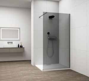 ESCA GUN METAL jednoczęściowa kabina przysznicowa Walk-In, montaż przy ścianie, szkło dymione, 1000 mm