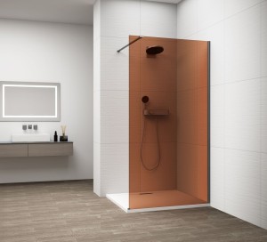ESCA GUN METAL jednoczęściowa kabina przysznicowa Walk-In, montaż przy ścianie, szkło Marron, 1400 mm