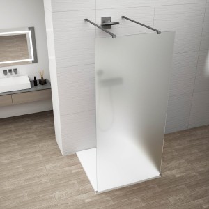 ESCA GUN METAL jednoczęściowa kabina przysznicowa Walk-In, szkło mleczne, 1200 mm