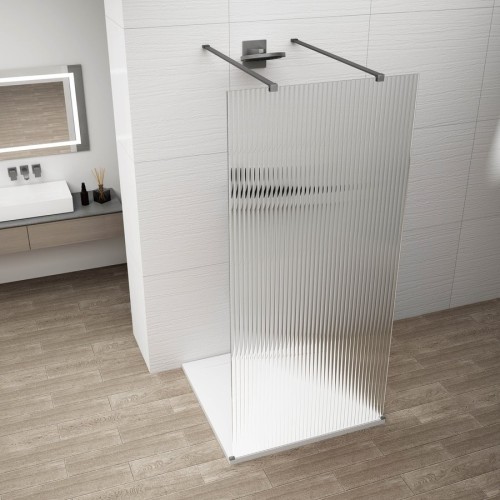 ESCA GUN METAL jednoczęściowa kabina przysznicowa Walk-In, szklo Flute, 1200 mm