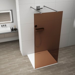 ESCA GUN METAL jednoczęściowa kabina przysznicowa Walk-In, szklo Marron, 1100 mm