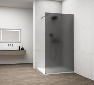 ESCA GUN METAL jednoczęściowa kabina przysznicowa Walk-In, montaż przy ścianie, szkło mat dymione, 900 mm