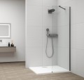 ESCA GUN METAL jednoczęściowa kabina przysznicowa Walk-In, montaż przy ścianie, szkło czyste, 300 mm