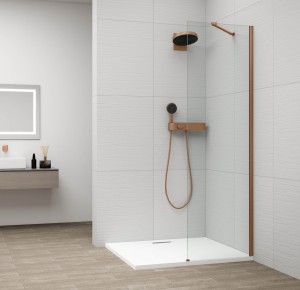 ESCA COPPER MATT jednoczęściowa kabina przysznicowa Walk-In, montaż przy ścianie, szkło czyste, 400 mm