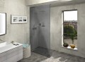 ARCHITEX zestaw do mocowania szkła podłoga-ściana-sufit z listwą spadkową, 1615x2600mm, lewy, polerowany aluminium