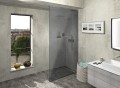 ARCHITEX zestaw do mocowania szkła podłoga-ściana-sufit z listwą spadkową, 1615x2600mm, prawy, polerowany aluminium
