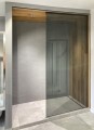 ARCHITEX zestaw do mocowania szkła podłoga-ściana-sufit z listwą spadkową, 1615x2600mm, prawy, czarny mat