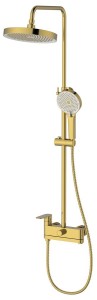 Kolumna prysznicowa z baterią dźwigniową, obrotowym wylewka, złoto mat