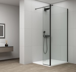 ESCA BLACK MATT kabina przysznicowa, stałe szkło 900 mm, szkło czyste, panel obrotowego 500 mm